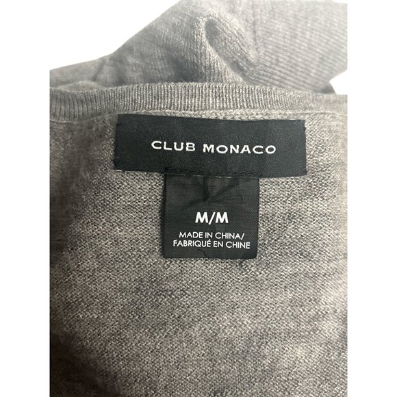 Club Monaco Womens V-Neck Two-Tone Sweater M 100% Merino Wool Gray & Beige - Picture 3 of 6